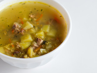 Суп с сайрой и пшеном